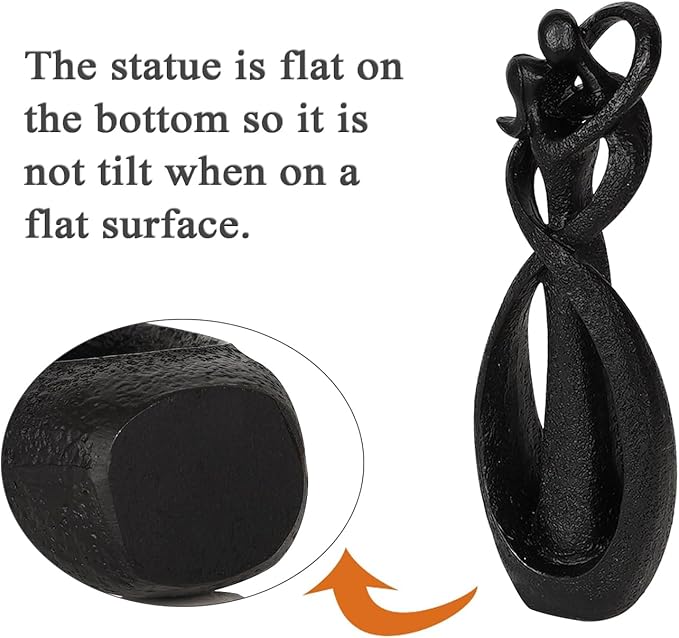 Trycooling Kissing Lovers Statue Abstract Sculpture Resin Statues for Home Decor Modern Home Office Desktop Shelf Bookshelf Decor (Black, Small)