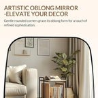 ANDY STAR 24x48 Black Bathroom Mirror, Oblong Vanity Mirror with Stainless Steel Metal Frame, Matte Black Oval Mirror for Over Sink, Modern Anti Rust Wall Mounted