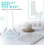 Boloyo 60-Degree Angle Acrylic Plate Display Stand , 4.5 Inch 2PC Clear Acrylic Display Holder Easel Base for Home Office Kitchen School Art Display
