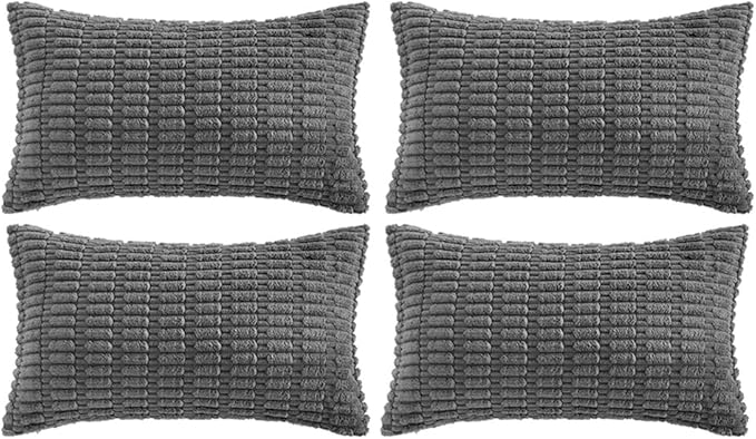 Fancy Homi 4 Packs Decorative Throw Pillow Covers for Living Room Couch Bed, Modern Farmhouse Boho Home Décor Accent Cushion Case, 24" x 12", Dark Gray