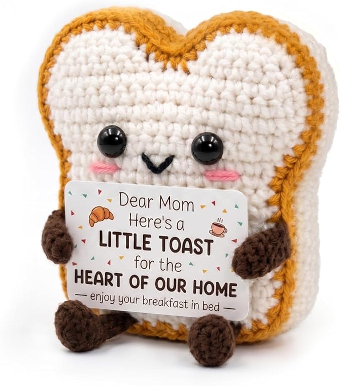 Cute Toast Doll Mother's Day Birthday Gifts for Moms,Mom Gifts from Daughter Son,3.4x2.8x2.2In Mother's Day Mom Toast Crochet Doll