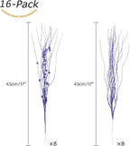 SLK 16-Pack Artificial Glitter Berry Stem Ornaments, Christmas Decorative Glittery Twigs, Picks, Branches for Tree, Wreath, Small Vase, Halloween Party (Royal Blue)