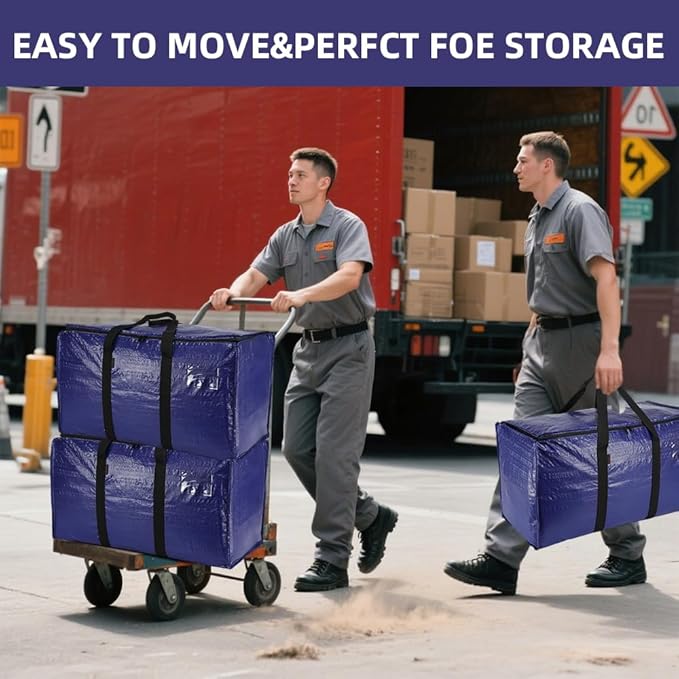 Cryster 8-Pack Heavy-Duty Clear Moving Bags – Extra Large Storage Bags with Strong Handles & Double Zippers, Totes for Storage and Packing