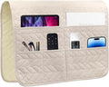 Sofa Armrest Organizer Arm Chair Caddy for Recliner, Remote Control Holder for Recliner, Non-Slip Armchair Caddy with 6 Pockets Storage for Magazine, Tablet, Phone, Beige