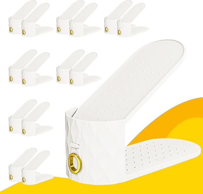 15 Pack Shoe Slots Organizer, Adjustable Shoe Stacker for Closet Storage, Double Layer Space Saver, Durable and Stackable Shoe Holder for Sneakers Heels and Flat
