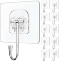 JUUBAOOPN 8 Pack Heavy-Duty Wreath Hangers for Front Door – Seasonal Christmas & Halloween Decorations, Over-The-Door Hooks Organizer, Clear Adhesive Hooks