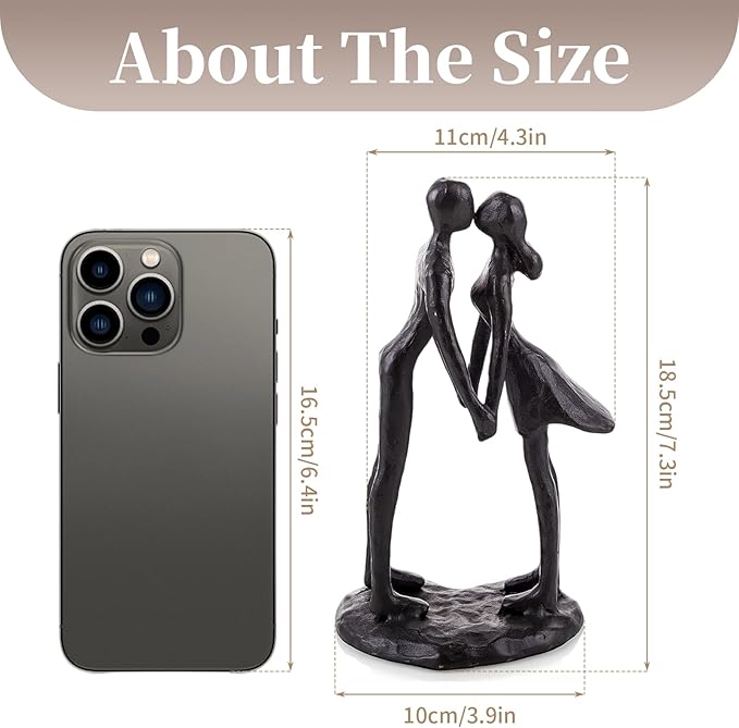 Sziqiqi Anniversary Wedding Gift for Couple: Iron Gifts for 6th Anniversary for Her Him Women - Cast Iron Couple Sculpture Present for Wedding Day Christmas Bithday Valentines Engagement
