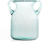MDLUU Seeded Glass Vase, 4.6" W x 6.7" H, Clear, Double Ear Design, Coastal Modern Style, Perfect for Dining Room, Bedroom, Bathroom