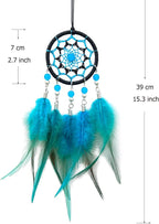 Rear View Mirror Accessories Small Dream Catcher for Car, Turquoise Blue Mini Dreamcatcher for Rearview Mirror Hanging
