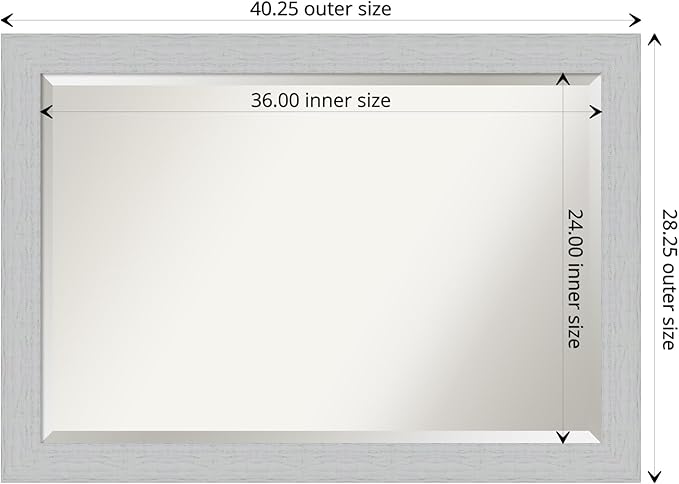 Amanti Art White Wall Mirror 28x40 Shiplap White Rectangle Bathroom Mirror for Wall Decor Living Room, Large Cottage Wood Frame, Hangs Horizonally and Vertically, Bathroom Decor, Beveled Edge