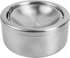 Windproof Ashtray with Lid - Heavy Duty Stainless Steel Ash Tray for Weed and Cigarettes, Smokeless Indoor Outdoor Table Top Cigarette Butt Disposal for Patio Home Office