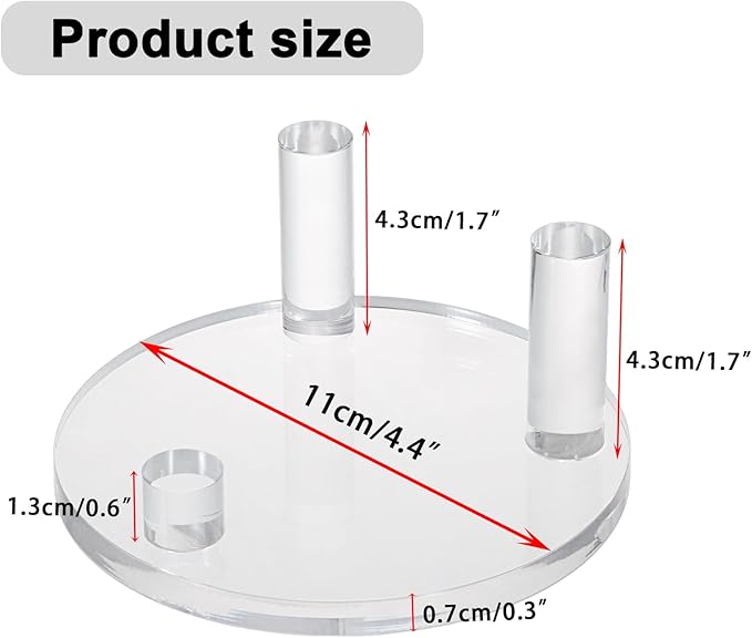 Hipiwe Acrylic Display Easel Rock Display Stand Three-Peg Display Easel Stands for Mineral Crystal Geodes Coral Fossil Small Collectibles Display Stands with Round Base,4 Pack