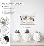 Funny Kitchen Signs Decor-Personalized Kitchen Metal Sign-Kitchen Counter Accessories-12x8 Inch Hanging Plaque Home Farmhouse Wall Decorations-The Gathering Place Sit Long Talk Much Laugh Often