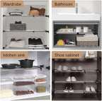Hershii Expandable Closet Tension Shelf Rod Adjustable Metal Storage Rack Cabinet Organizer DIY Divider Separator Shelves for Wardrobe Cupboard Kitchen Bathroom, Black, 19.69-31.5inches