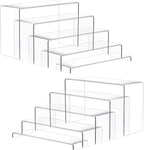 Goabroa 10 Pcs 12" Large Display Risers, 2 Sets Rectangular Clear Display Shelves for Funko Pop Figures, Cupcake Holder, Collection, Display Stands for Vendor Events