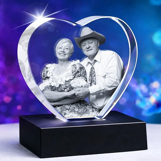 3D Photo Crystal, Personalized Gifts for Father Dad Husband, Grandpa,Unique Gift for Dad from Daughter Son,Custom Birthday,Anniversary,Memorial,Couples Gifts