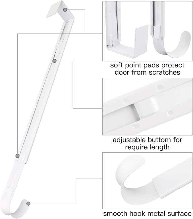 HEYHOUSE Wreath Hanger,Adjustable Length 14.9-25 Inch Metal Door Hanger,Wreath Hanger for Front Door 20 lbs Larger Christmas Wreaths Decorations HookWhite