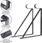HOME MASTER HARDWARE Heavy Duty Closet Shelf Rod Brackets 10 Pack,Wall Mounted Closet Shelves Support Brace with Hook,10-3/4 in Black Bracket with Screws