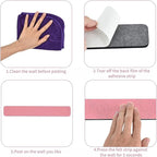 Vuzvuv 8 pcs Bulletin Board Bar Strips with 50 Pushpins & 10 Wooden Clip pins，Self Adhesive Cork Board for Wall，Felt Pin Board for School，Office Decor(Multi-Pink)
