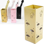 GLOGLOW Nan Metal Umbrella Stand, Carbon Steel, Stylish and Durable Umbrella Holder Bin for Entryway, Home, Office Spaces with 42x16x16cm Ornament (Gold)