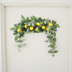 Firlar Artificial Flower Swag, 18 Inch Decorative Swag with Lemon Berry, Green Leaves Hanging Ornament Floral Swag Door Swag for Wedding Home Party Door Wall Decoration
