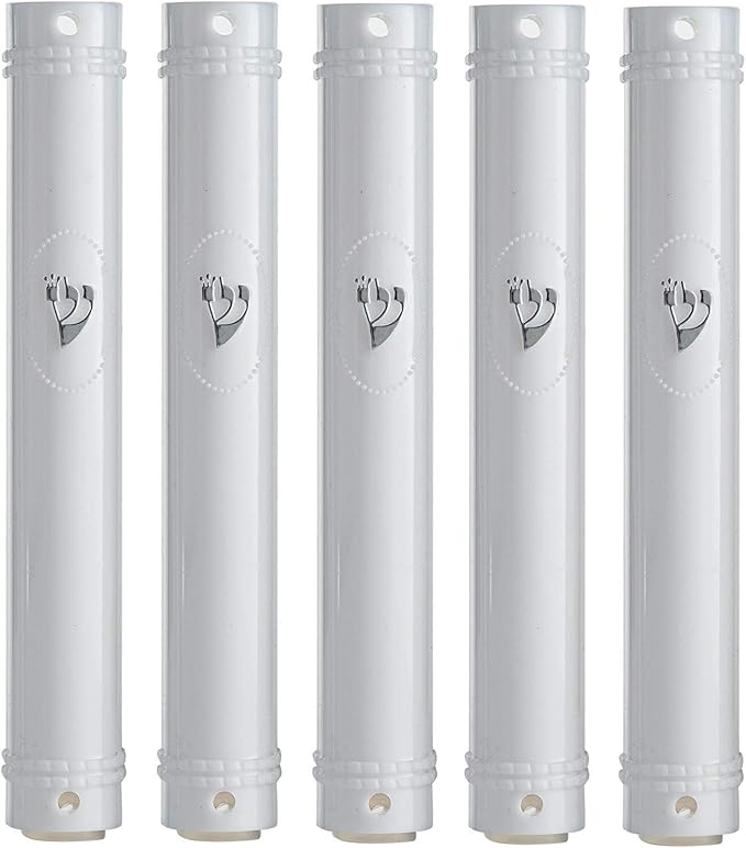SUPER STAM MEZUZAH CASE Holder (shidell) בית מזוזה Plastic Semiround Silver shin Waterproof Rubber Cork lot of 5 (White, 15)