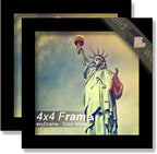 100% Solid Wood 4x4 Frame Set of 2, Black Square Picture Frame for 4 x 4 Picture Poster Photo, Light Weight 4by4 HQ Matte Black Frame for Wall - 2 Pack/Black/4"x4"