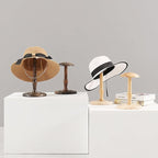 CHADWICK Vintage Hat Rack Stand, Rustic Brown Hat Display Stand Wood, Hat Rack Tabletop Cap Organizer and Display Rack, Wig Holder Display Cowboy Hat Rack Hat Organizer for Closet, Home Decor