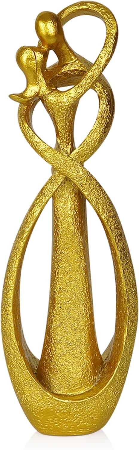 Trycooling Kissing Lovers Statue Abstract Sculpture Resin Statues for Home Decor Modern Home Office Desktop Shelf Bookshelf Decor (Gold, Small)