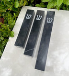 A&S Mezuzot Quartz Mezuzah Case with Engraved Shin Design Easy Peel and Stick Judaica Door Mezuza (Black Quarts, 6 Inches)