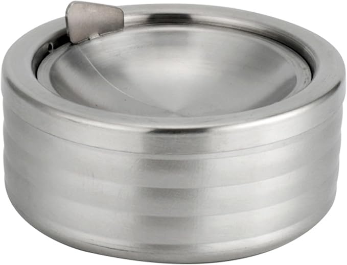 Outdoor Ashtray with Lid, Flip Top Stainless Steel Ash Tray, Metal Windproof Cigarette Ashtrays for Indoor or Outdoor Use, Desktop Ashtray Office Patio Home Decor
