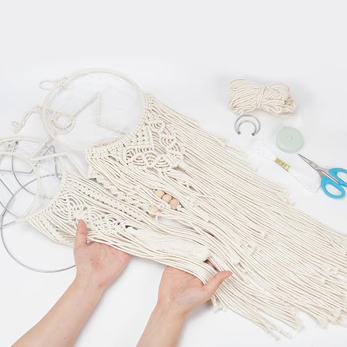 Macrame Kits for Adults Beginners Easy 3 Set Moon Star Craft Kits DIY Dream Catcher Kit with Instructions Video Macrame Wall Hanging Supplies Dream Catcher Kit for Room Wall Decoration