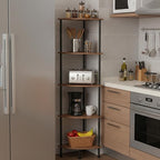 5-Tier Corner Shelf Stand, 52" Industrial Corner Display Rack for Living Room, Bookshelf, Tall Display Shelf, Plant Stand, Storage Standing Shelf for Bedroom, Bathroom, Kitchen, Brown