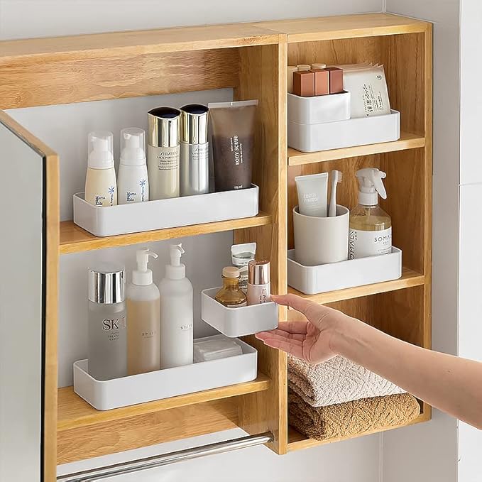 RAUVOLFIA Plastic Drawer Organizers Set, 3-Size Versatile Bathroom and Vanity Drawer Organizer Trays, Storage Bins for Makeup, Bedroom, Kitchen Gadgets Utensils and Office