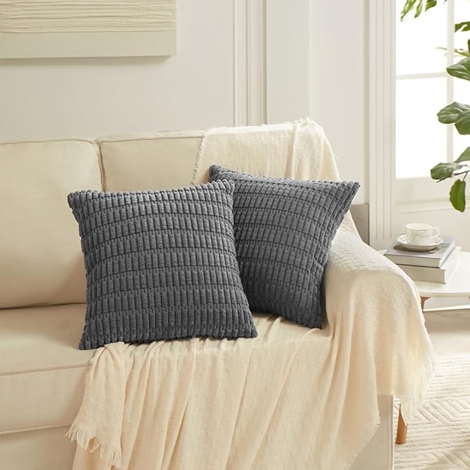 Fancy Homi 4 Packs Decorative Throw Pillow Covers for Living Room Couch Bed, Modern Farmhouse Boho Home Décor Accent Cushion Case, 22" x 22", Dark Gray
