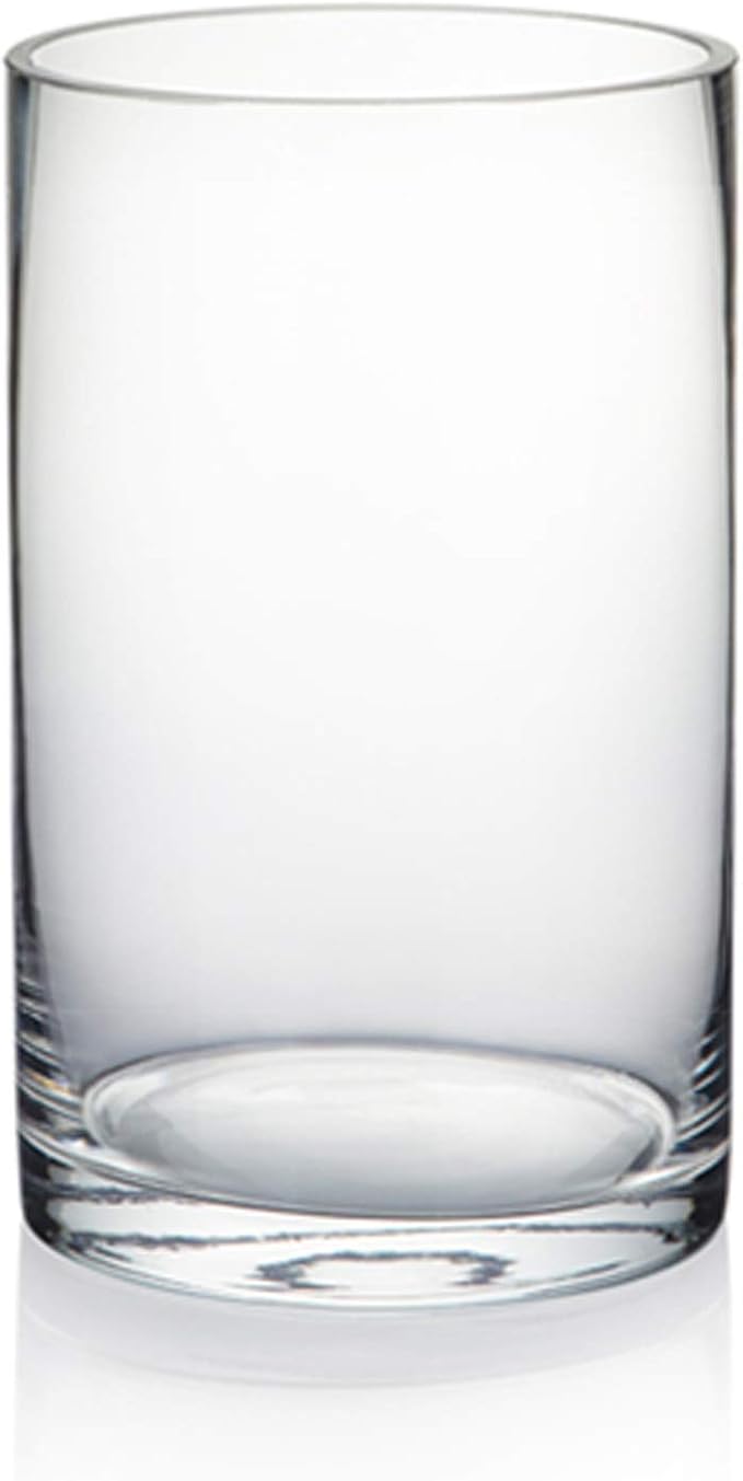 WGVI Quality Thick Clear Cylinder Glass Vase, 3" W x 5" H, Floral Container, Glass Candle Holder, Flower Vases, Wedding Centerpiece, Table Top Home Décor Accent, in Bulk Wholesale, 12 Pieces