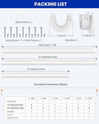 Closet Rods for Hanging Clothes, 17 to 28 Inches Stepless Adjustable Metal Closet Rod, 1.3 Inches Heavy Duty Clothes Hanging Rod for Closet Wardrobes Laundry RV, White