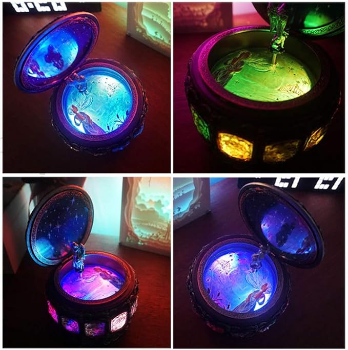 Briskfeel Music Box with Sun & Zodiac Signs, Rotating Goddess, Plays You Are My Sunshine, with 18-Note Sankyo Movement, LED Light Up Base, Musical Jewelry Box, Birthday & Christmas Gift (A1 Sun)