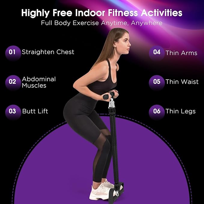2025 Upgrade Pedal Resistance Band,4-Tube Elastic Sit Up Pull Rope for Men and Women,Pedal Puller for Strength Training,Foot Resistance Rope for Physical Therapy with 5Pcs Exercise Bands