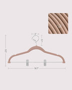 SONGMICS 30-Pack Pants Hangers, 16.7-Inch Long Velvet Hangers with Adjustable Clips, Heavy-Duty, Non-Slip Skirt Hangers, Space-Saving for Pants, Skirts, Coats, Dresses, Pale Brown UCRF012LB30