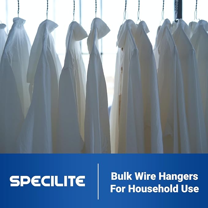 SPECILITE Wire Metal Clothes Hangers Bulk 250 Pack for Standard Size Suits, Coats, Shirts, Pants, Skirts, Space Saving, Non Slip,16 Inch 12 Gauge Ultra Thin, Black