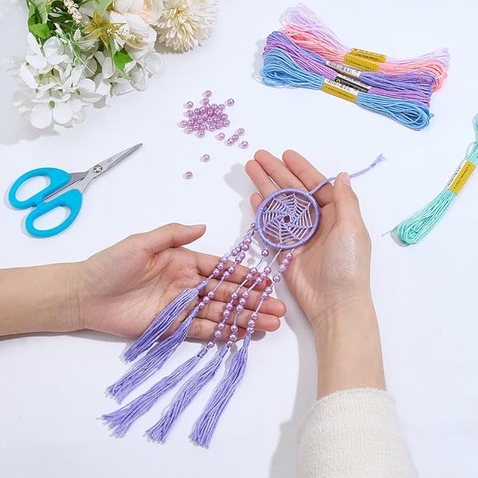 INFUNLY 12PCS DIY Boho Mini Dream Catcher Kit Rainbow Color Small Dream Catcher Kit for Starters Handmade Dreamcatchers with Instruction Wall Hanging Ornament for Home Bedroom Christmas Craft Gift