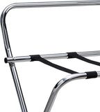 Kings Brand Furniture - Metal Foldable Luggage Rack, Suitcase Stand with Back, Perfect for Guest Room, Bedroom Hotel, Chrome/Black