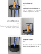 Golden Rust Proof Umbrella Holder, Entrance Drain Umbrella Bucket, Steel Circular Umbrella Holder, Umbrella Storage Rack, Suitable for use in Homes, Offices, Hotel Lobbies （Black）