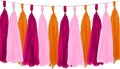 Rose Red Pink and Orange Tassel Garland Paper Tissue Tassels Garland for Party Decorations, Pack of 15
