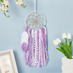DIY Two-Color Dreamcatcher Kit 2 Set 19.69“ x 5.91“ Boho Purple Blue Wool Yarn Handmade Dream Catcher for Beginner Dream Catcher for Women Gifts DIY Wall Decor for Bedroom, Livingroom