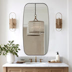 ANDY STAR Brushed Bronze Bathroom Mirror, 24x48 Oblong Mirror with Stainless Steel Metal Frame, Oval Vanity Mirror for Over Sink, Modern Anti Rust Wall Mounted
