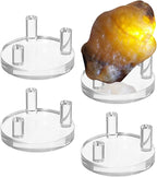Hipiwe Acrylic Display Easel Rock Display Stand Three-Peg Display Easel Stands for Mineral Crystal Geodes Coral Fossil Small Collectibles Display Stands with Round Base,Small,4 Pack