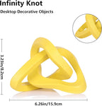 LCCCK Infinity Knot Sculpture Yellow Knot Decor Object, Abstract Knick Knacks Coffee Table Modern Statue, Yellow Sculpture for Home Living Room Table Ornaments and TV Stand Bookshelf Decorative