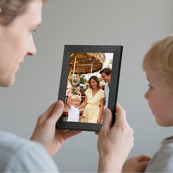 Lyeasw 3.5x5 Picture Frames Black 12 Pack, 3.5 x 5 Photo Frame Matte Wood Grain, Bulk 3.5 by 5 frames for Wall Hanging or Tabletop Display